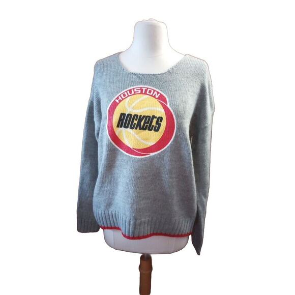 Touch By Alyssa Milano Houston Rockets Sweater NWT Sz M Gray Cross Back - Picture 1 of 7